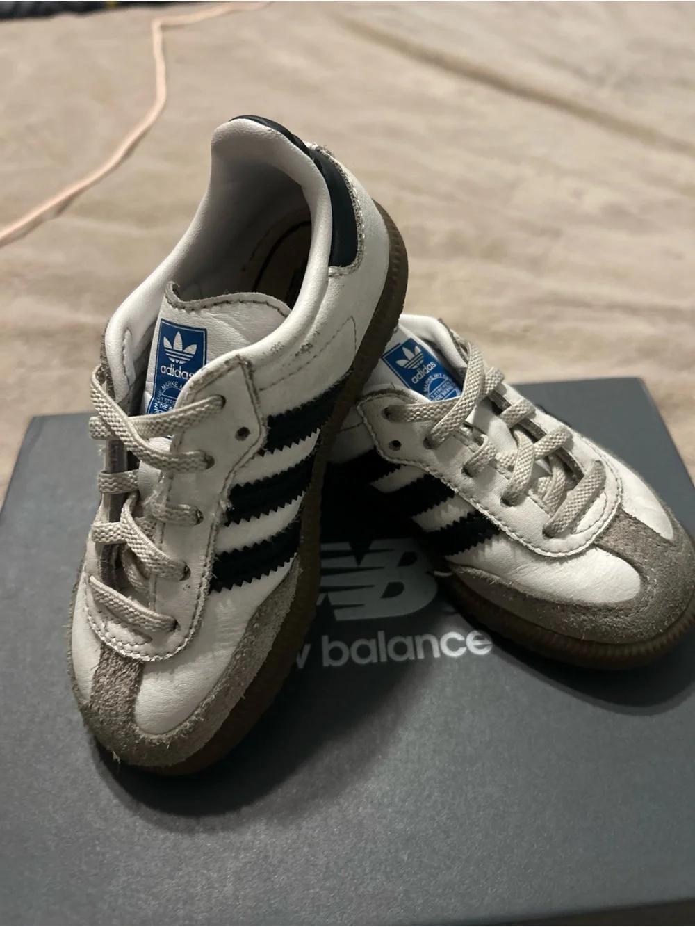 adidas Kids Samba Sneakers in White, Black, Gum